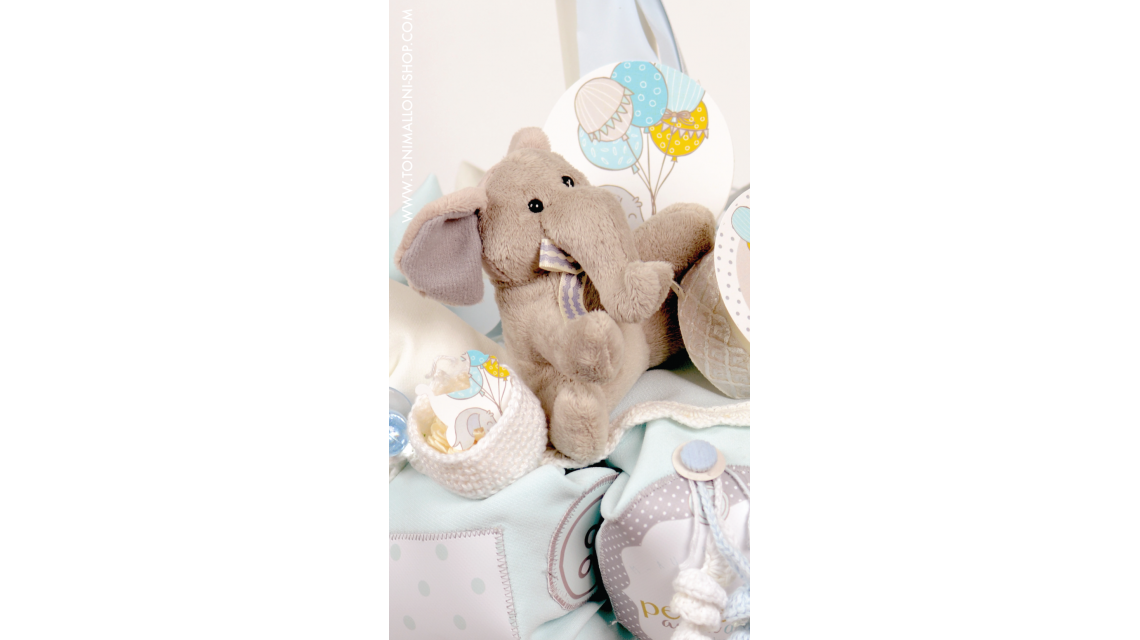 Lumanare de botez pentru baieti cu elefanti, 65x4 cm, Baby Boy Elephant 2